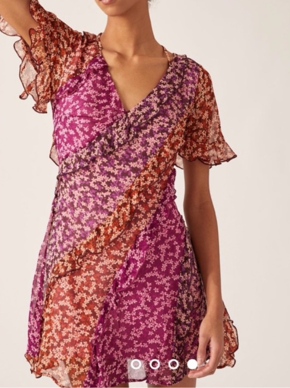 Anthropologie Floral Mini Dress in Magenta and Rust - Picture 1 of 8